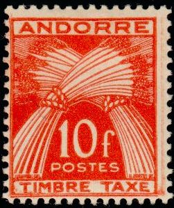 Andorra_1947_Yvert_Taxe_38-Scott_J38_typo