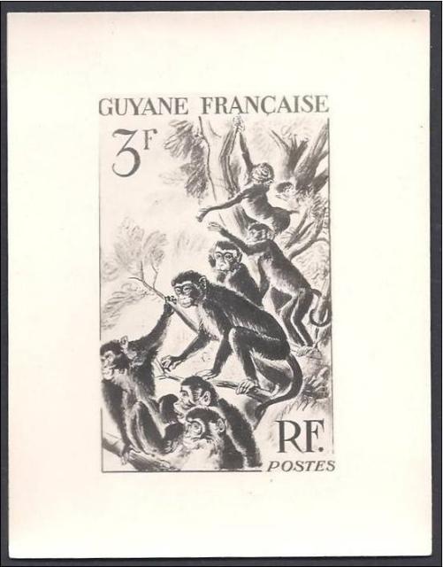 Fr_Guyana_1947_Yvert_209a-Scott_200_unadopted_3f_Alouates_PHOTO-MAQ