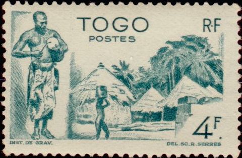 Togo_1947_Yvert_247-Scott_318_4f_man_with_drum_IS