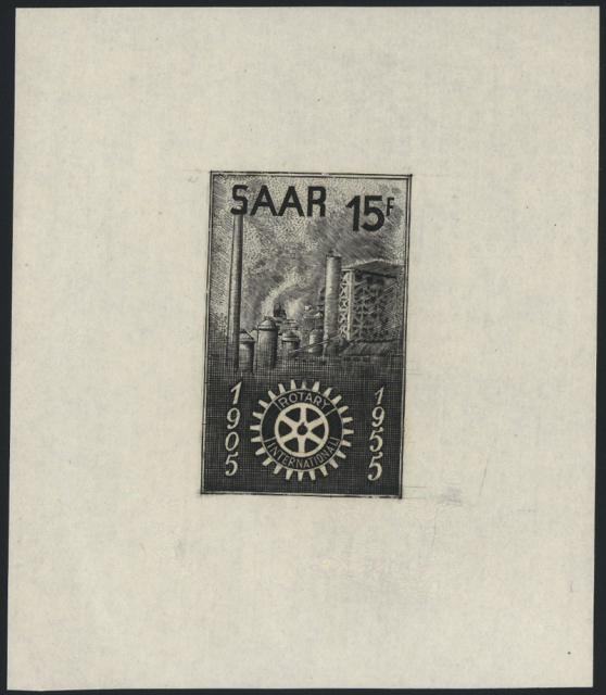Saar_1955_Yvert_340a-Scott_254_unissued_in_TD_Rotary_International_black_gummed_a_ESS