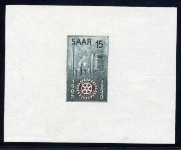 Saar_1955_Yvert_340a-Scott_254_unissued_in_TD_Rotary_International_blue-green_+_black_gummed_ESS
