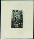 Saar_1955_Yvert_340a-Scott_254_unissued_in_TD_Rotary_International_sepia_gummed_ESS