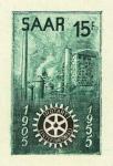 Saar_1955_Yvert_340a-Scott_254_unissued_in_TD_Rotary_International_green_+_black_gummed_ESS_detail