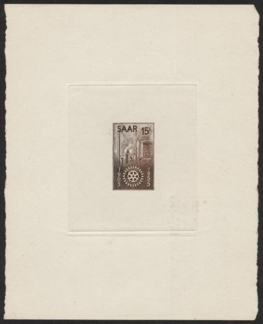 Saar_1955_Yvert_340a-Scott_254_unissued_in_TD_Rotary_International_black_+_sepia_AP