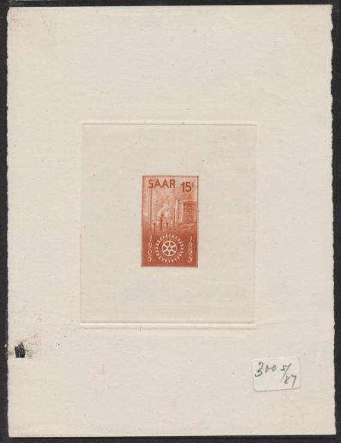 Saar_1955_Yvert_340a-Scott_254_unissued_in_TD_Rotary_International_brown-orange_a_AP