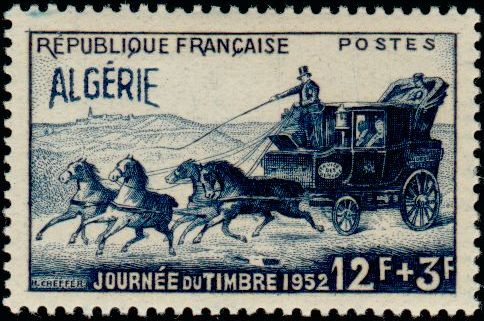 Algeria_1952_Yvert_294-Scott_B64_blue_overprint_Diligence_IS