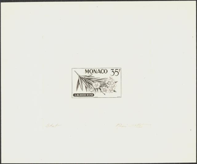 Monaco_1959_Yvert_519a-Scott_443_unadopted_different_inscription_Laurier_Rose_black_aa_AP