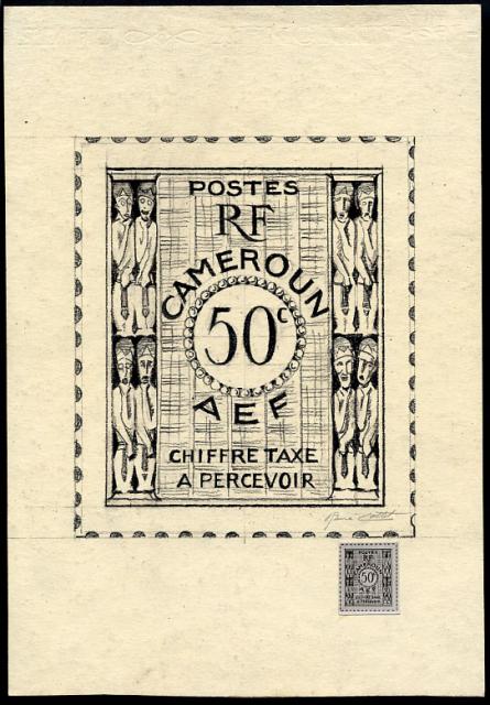 Cameroun_1939_Yvert_Taxe_19a-Scott_J19_unadopted_idols_MAQ