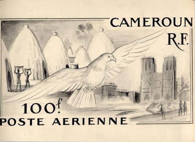 Cameroun_1947_Yvert_PA38a-Scott_C26_unadopted_100f_dove_MAQ