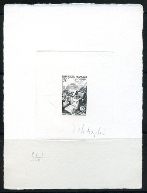 France_1951_Yvert_974b-Scott_715b_unadopted_20f_fleurs_et_parfums_Type_II_etat_black_h_AP