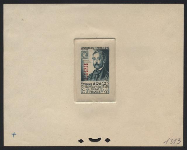 Algeria_1948_Yvert_267c-Scott_B53_unadopted_overprint_Arago_green_1313_CP