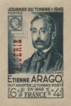 Algeria_1948_Yvert_267c-Scott_B53_unadopted_overprint_Arago_green_1313_CP_detail