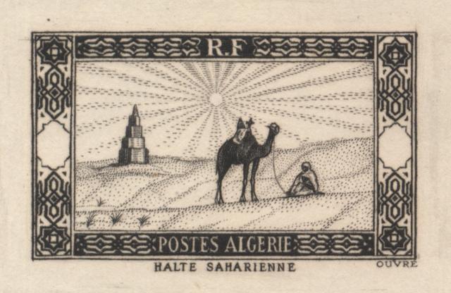 Algeria_1936_Yvert_101a-Scott_79_unadopted_Sahara_and_camel_2eme_etat_sepia_b_AP_detail