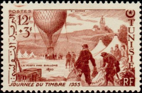 Tunisia_1955_Yvert_388-Scott_B123_Ballon-poste_IS