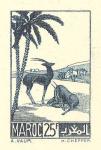 Morocco_1945_Yvert_237a-Scott_unissued_engraved_25f_gazelles_dark-blue_AP_detail