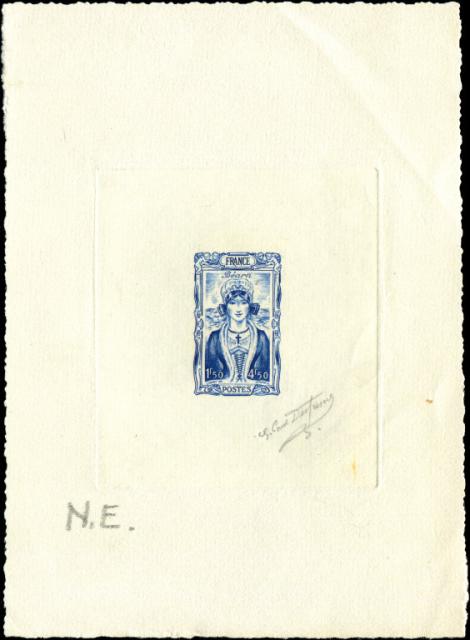 France_1944_Yvert_595a-Scott_B169a_unadopted_1f50_+_4f50_Bearn_blue_b_AP