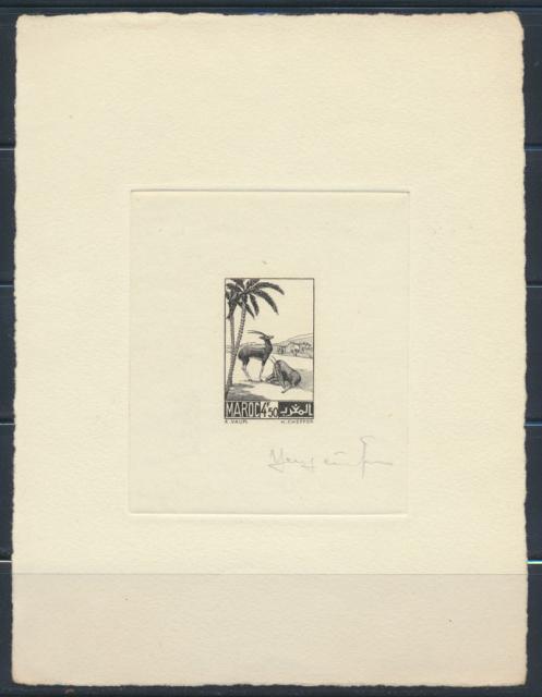 Morocco_1939_Yvert_196a-Scott_173_unissued_engraved_4f50_gazelles_black_c_AP