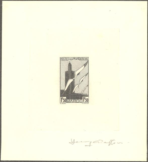 Morocco_1939_Yvert_PA44b-Scott_C21_unissued_1f50_Storks_and_Minaret_black_AP