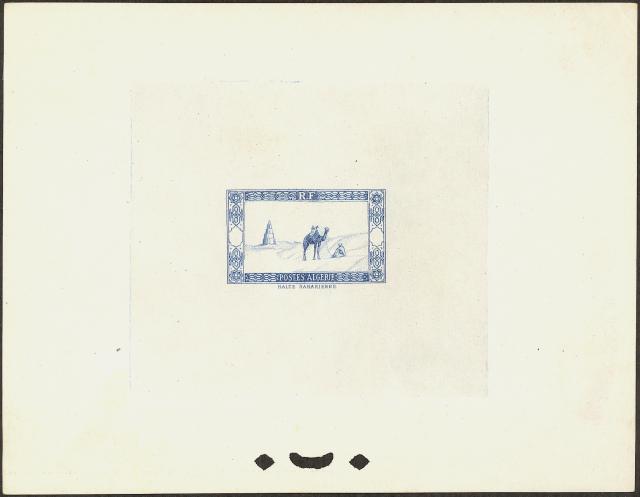 Algeria_1936_Yvert_101b-Scott_79_unadopted_Sahara_and_camel_1er_etat_blue_ATP