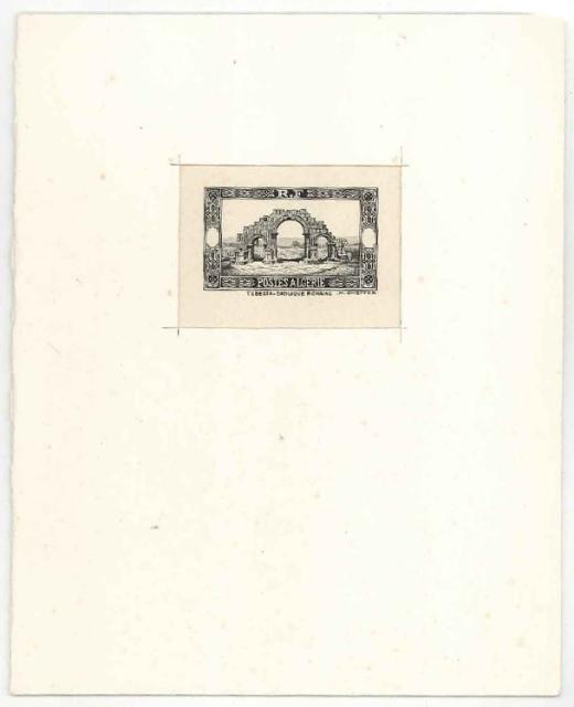 Algeria_1936_Yvert_103a-Scott_81_unadopted_Tebessa_Basilique_Romaine_instead_of_Arc_de_thriomphe_Lambese_etat_black_b_AP