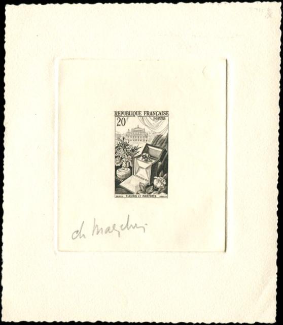 France_1951_Yvert_974b-Scott_715b_unadopted_20f_fleurs_et_parfums_Type_II_etat_black_i_AP