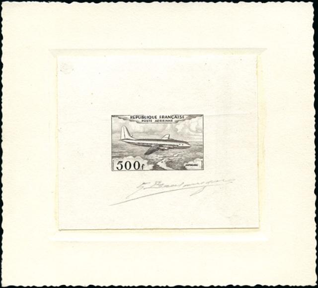 France_1953_Yvert_PA32a-Scott_C31a_unadopted_500f_Armagnac_black_j_AP