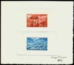 Andorra_1944_Yvert_114_+_109-Scott_100_+_95_dark-orange_+_blue