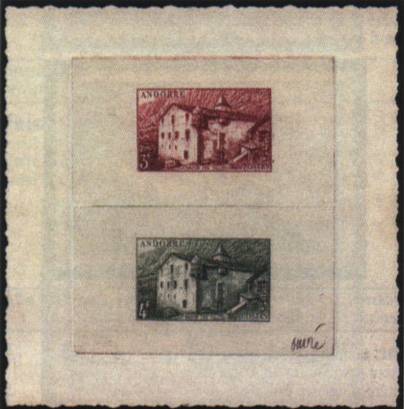 Andorra_1944_Yvert_106_+_107-Scott_91_+_92_red_+_dark-green_b