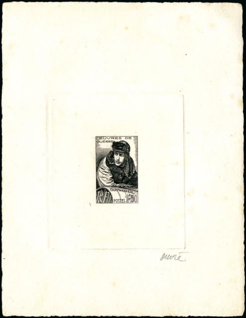 France_1940_Yvert_461a-Scott_396_unadopted_1f_+_50c_Georges_Guynemer_1er_etat_black_fb_AP