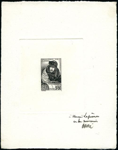 France_1940_Yvert_461a-Scott_396_unadopted_1f_+_50c_Georges_Guynemer_black_b_AP