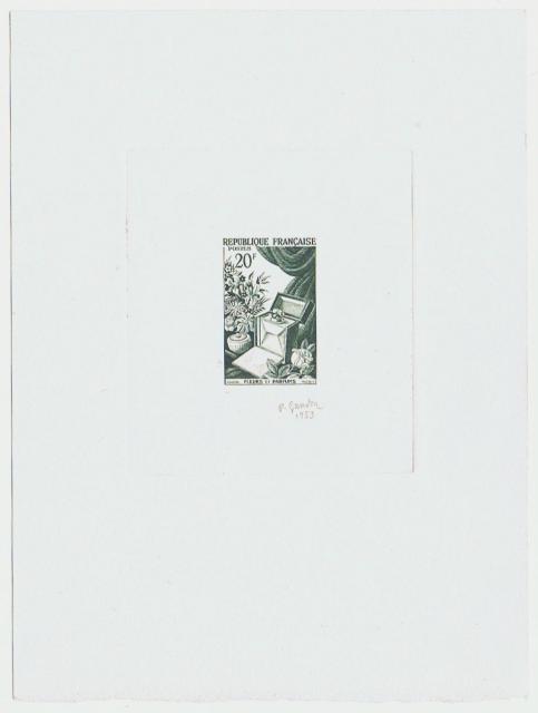 France_1951_Yvert_974a-Scott_715a_unadopted_20f_fleurs_et_parfums_Type_I_black_AP