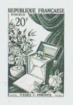 France_1951_Yvert_974a-Scott_715a_unadopted_20f_fleurs_et_parfums_Type_I_black_AP_detail