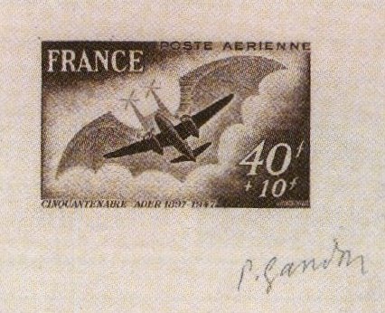 France_1948_Yvert_PA23-Scott_CB3_brown_f_detail