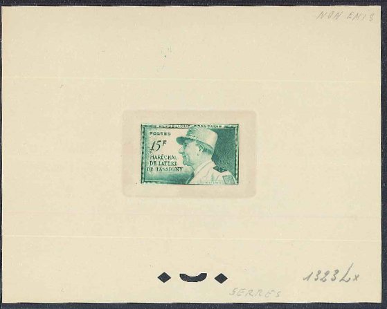 France_1952_Yvert_920a-Scott_675a_unadopted_Marechal_de_Lattre_Type_I-b_green_1323_Lx_ab_CP