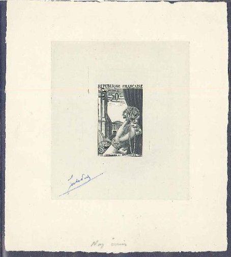 France_1951_Yvert_973b-Scott_714b_unadopted_joaillerie_Type_II_black_e_AP