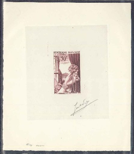 France_1951_Yvert_973b-Scott_714b_unadopted_joaillerie_Type_II_dark-lilac_bb_AP