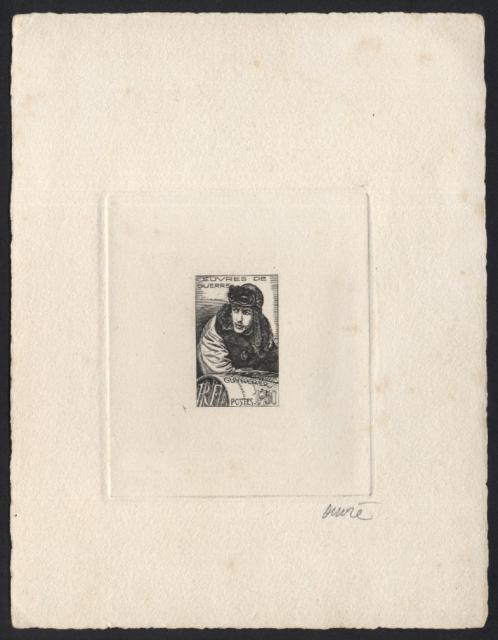 France_1940_Yvert_461a-Scott_396_unadopted_1f_+_50c_Georges_Guynemer_1er_etat_black_fa_AP
