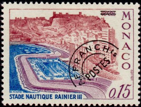 Monaco_1962_Yvert_Preoblit_24-Scott_587A_15c_Nautical_Stadium_1964_IS