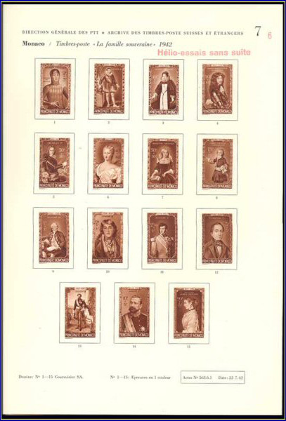 Monaco_1942_Yvert_234-248-Scott_B61-B75_unadopted_in_Helio_by_Courvoisier_Princes_dark-brown_ESS