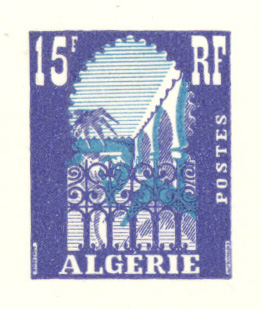 Algeria_1954_Yvert_314a-Scott_258_unadopted_15f_Musee_du_Bardo_blue_122_Lx_blue_103_Lc_typo_CP_detail