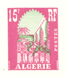 Algeria_1954_Yvert_314a-Scott_258_unadopted_15f_Musee_du_Bardo_red_430_Lc_green_328_Lx_typo_CP_detail