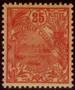 N_Caledonia_1922_Yvert_117-Scott_pirogue_typo_IS