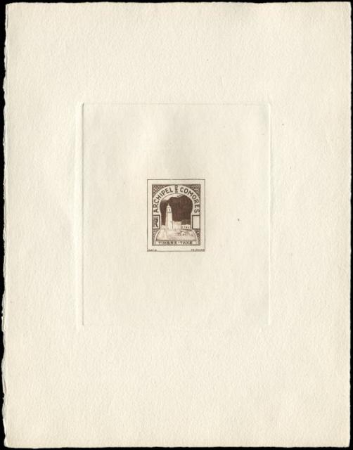Comores_1950_Yvert_Taxe_1a-Scott_J1_unadopted_inscription_lighthouse_dark-brown_AP