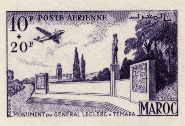 Morocco_1952_Yvert_PA91-Scott_CB45_unissued_Temara_violet_da_AP_detail