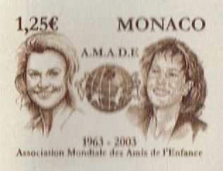 Monaco_2002_Yvert_2379b-Scott_2277_unadopted_taille-douce_1€25_Grace_and_Caroline_etat_brown_AP_ba_detail