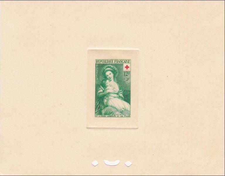 France_1953_Yvert_966-Scott_B282_green_+_red