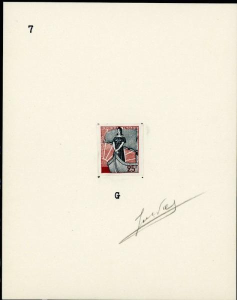 France_1959_Yvert_1216-Scott_927_7_G_dark-red_+_black_typo_signed