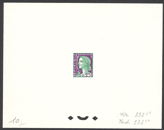 France_1960_Yvert_1263-Scott_968_tete_green_332_Lc_fond_violet_533_Lx_typo_bb