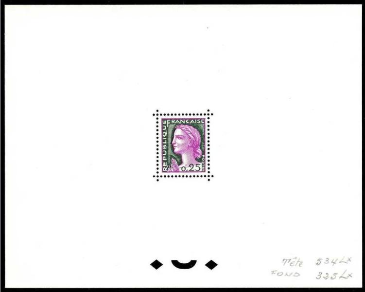 France_1960_Yvert_1263-Scott_968_tete_lilac_534_Lx_fond_green_325_Lx_typo