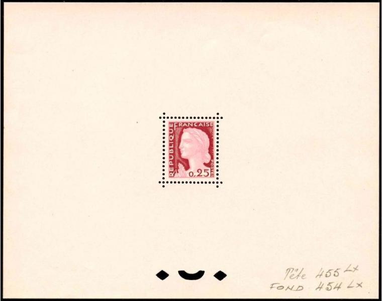 France_1960_Yvert_1263-Scott_968_tete_red_455_Lx_fond_red_454_Lx_typo